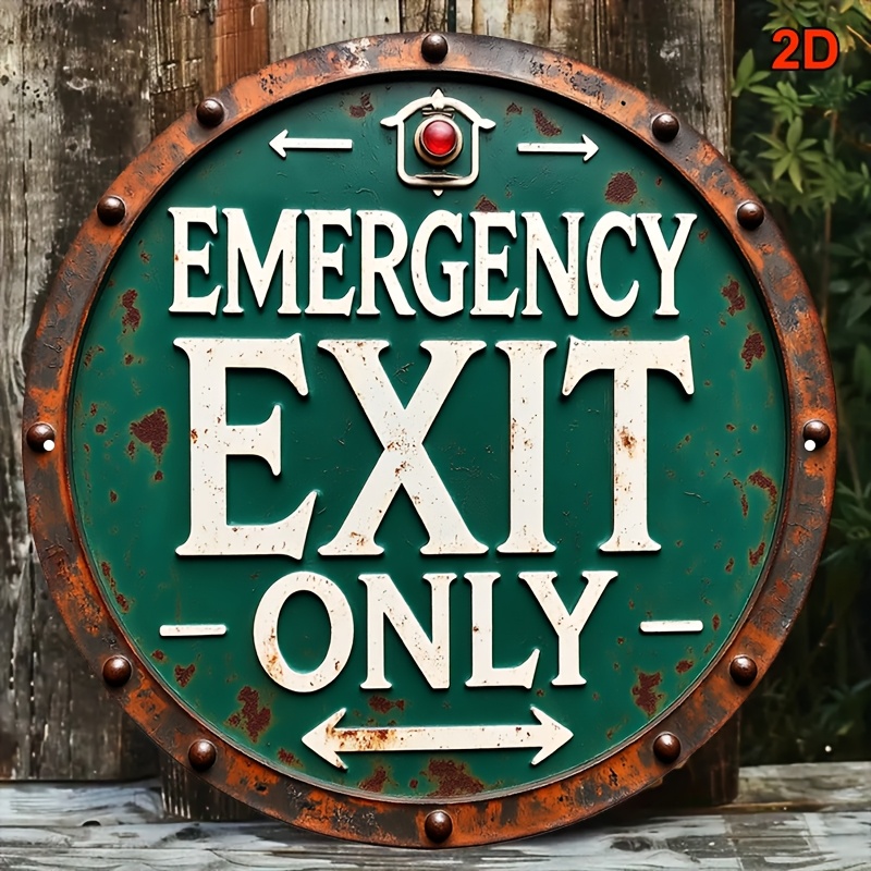 Emergency Exit Sign - Papan Tanda Darurat Logam Retro Industri