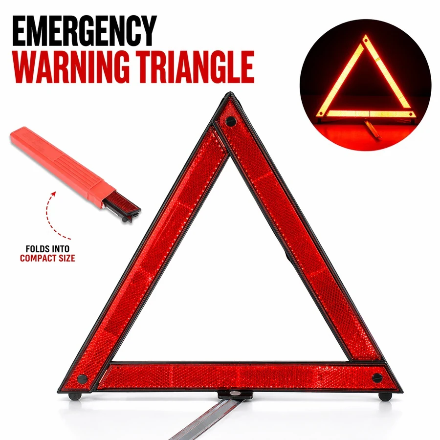 Emergency Exit Sign - Reflektor Segitiga Darurat Mobil, Lipat, Merah,