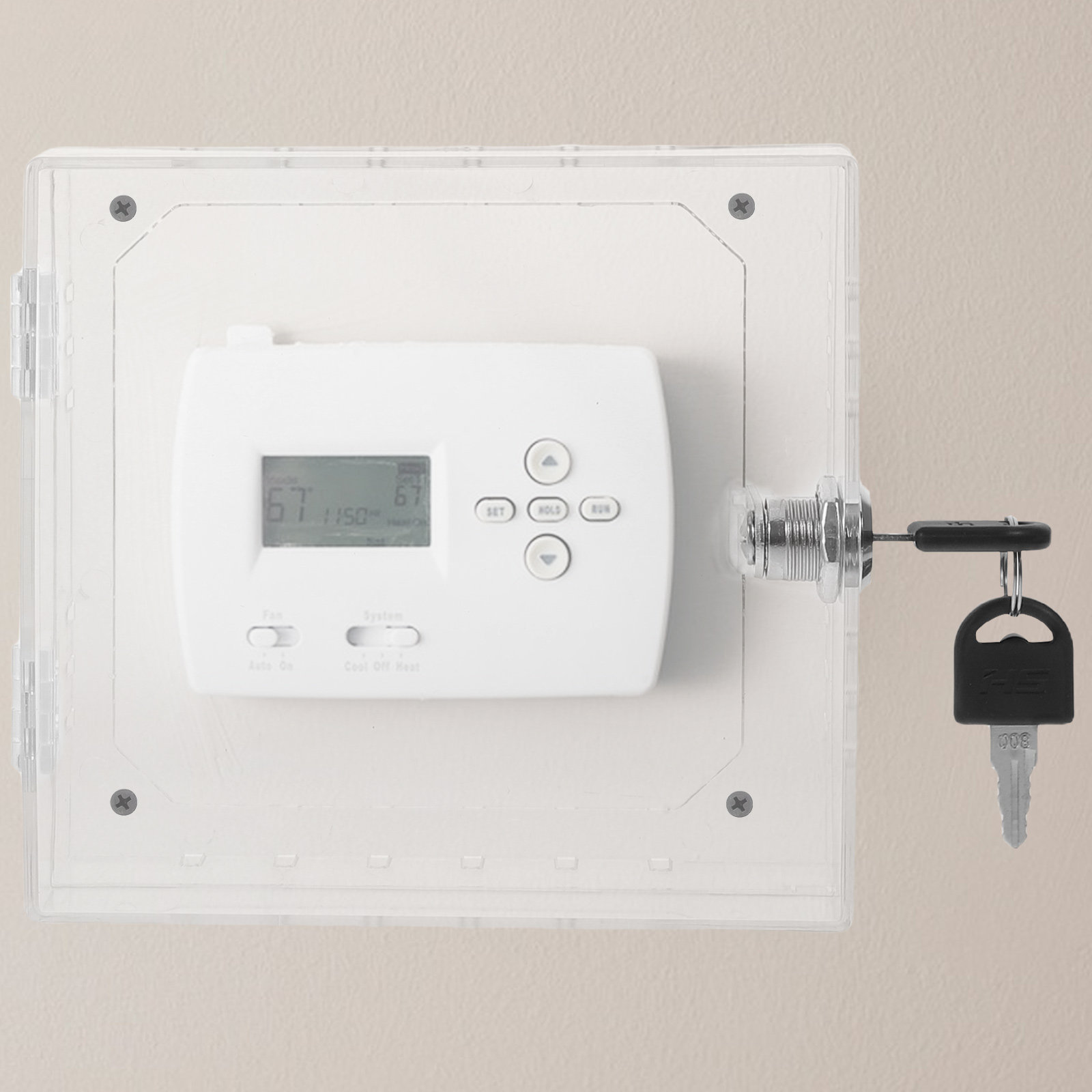Lockbox Key Secure - Kotak Pengunci Termostat Akrilik Transparan, Terpasang