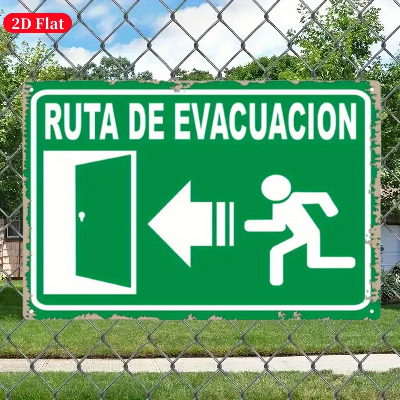 Emergency Exit Sign - (Pelat Logam 2D) Tanda Keluar Darurat