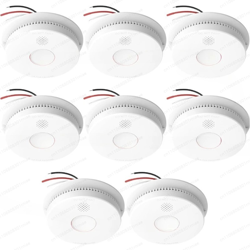 Smoke Detector Interconnected - Kualitas Tinggi-8 Paket, Detektor Asap Terhubung