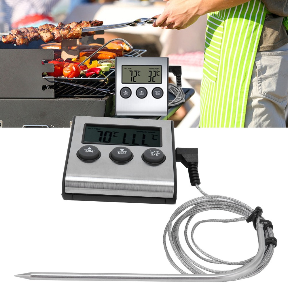 Pool Alarm Float - Termometer Daging Digital Perak dengan Timer