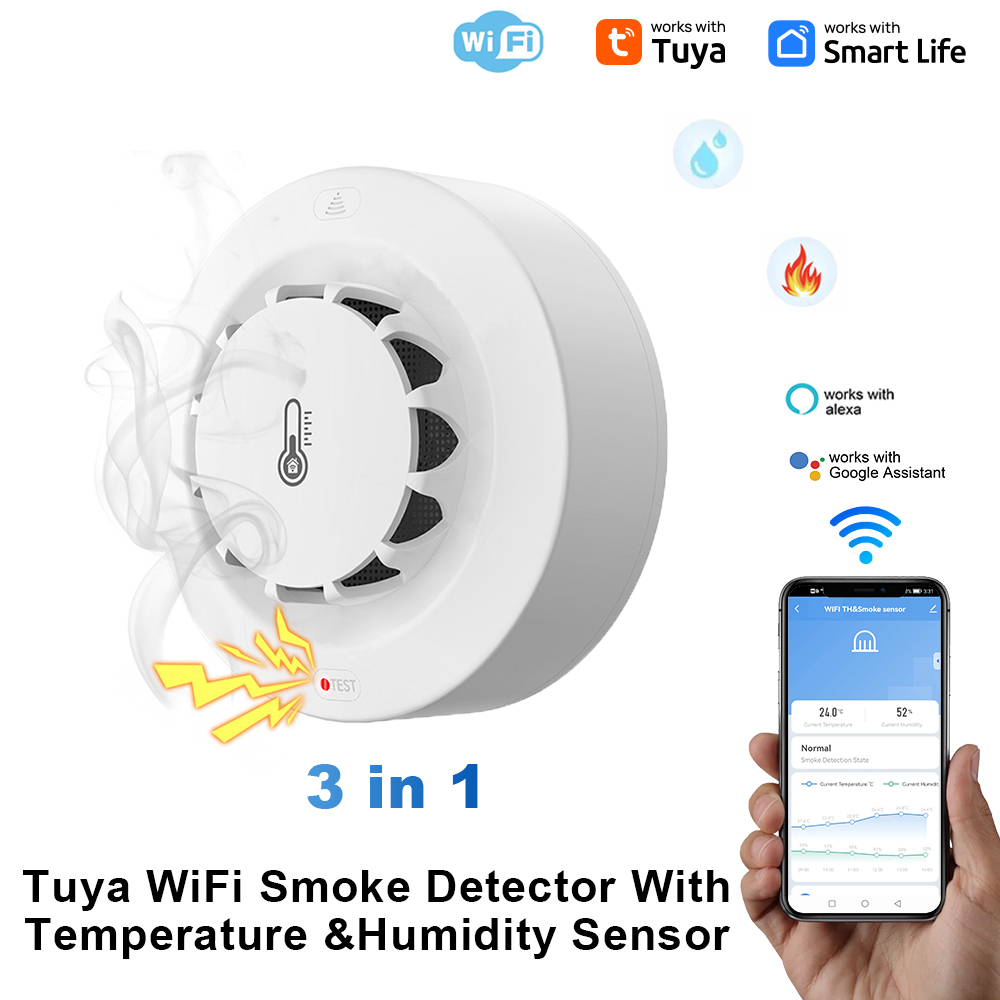 Tuya detektor asap dua koneksi - Smoke Detector Interconnected ulasan dan harga