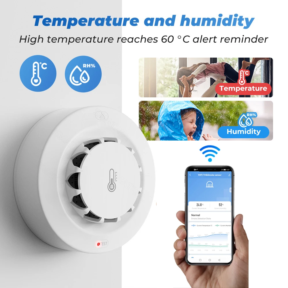 Tuya detektor asap dua koneksi - Smoke Detector Interconnected ulasan dan harga