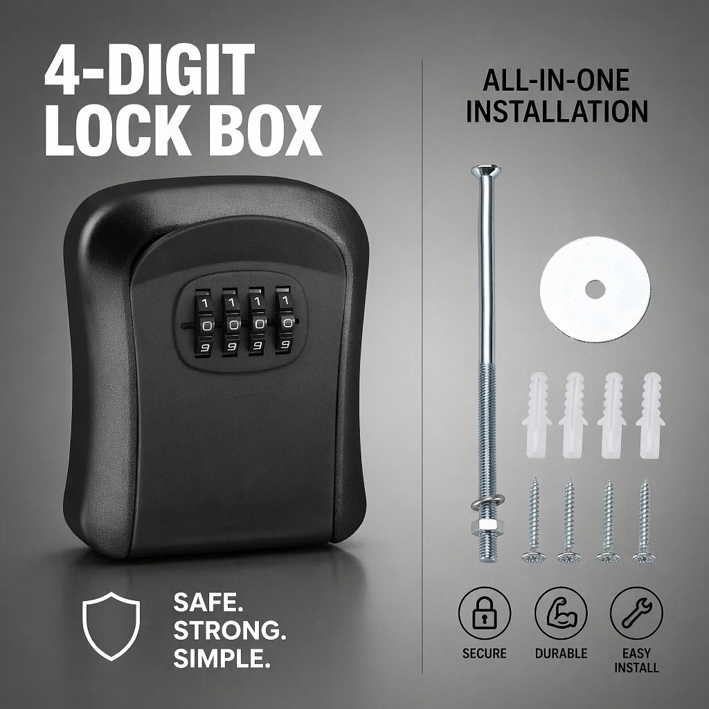 Kotak Penyimpanan Kunci Tahan  - Lockbox Key Secure ulasan dan harga