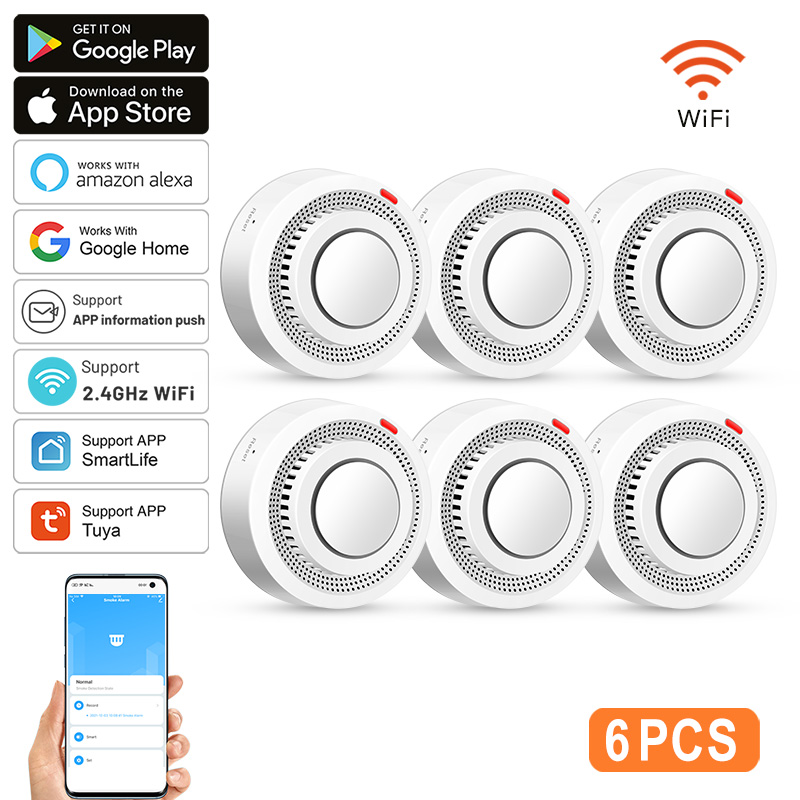 6 Paket Sensor Asap Pintar Tuy - Smoke Detector Interconnected ulasan dan harga